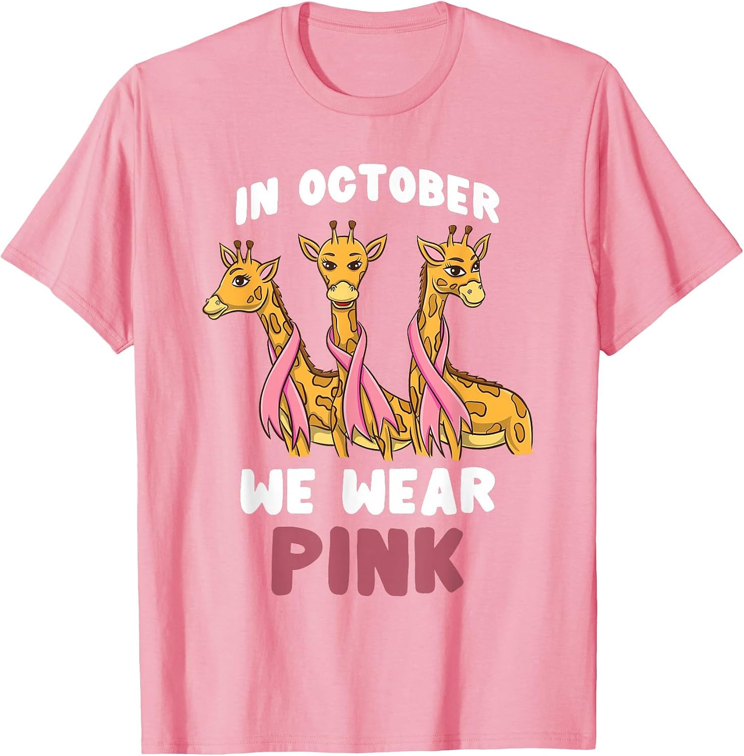 in October We Wear Pink Giraffe Breast Cancer Awareness