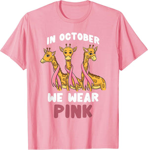 in October We Wear Pink Giraffe Breast Cancer Awareness