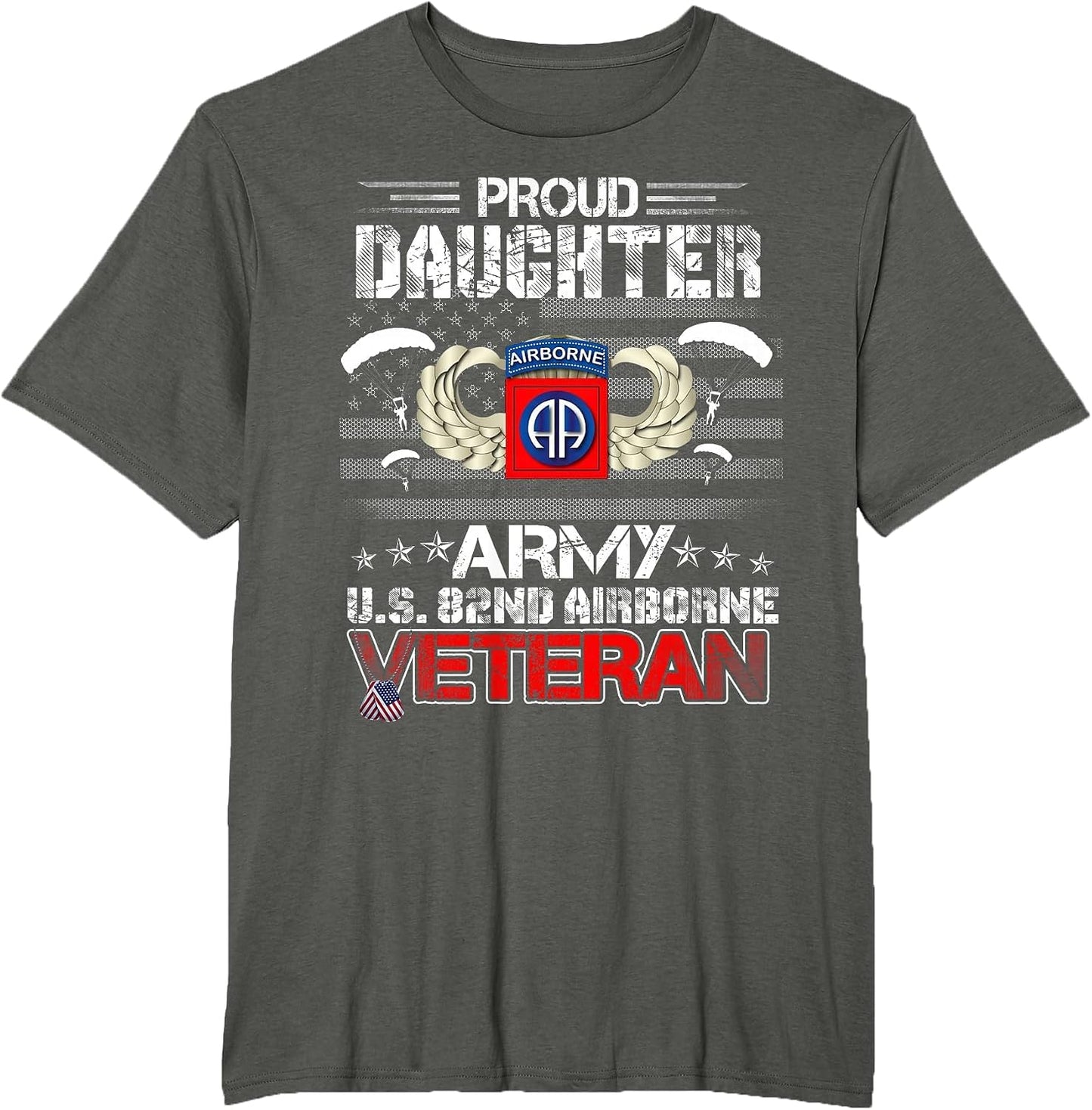 Proud Daughter Army US 82nd Airborne Veteran Flag Patriotic