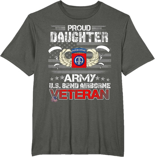 Proud Daughter Army US 82nd Airborne Veteran Flag Patriotic