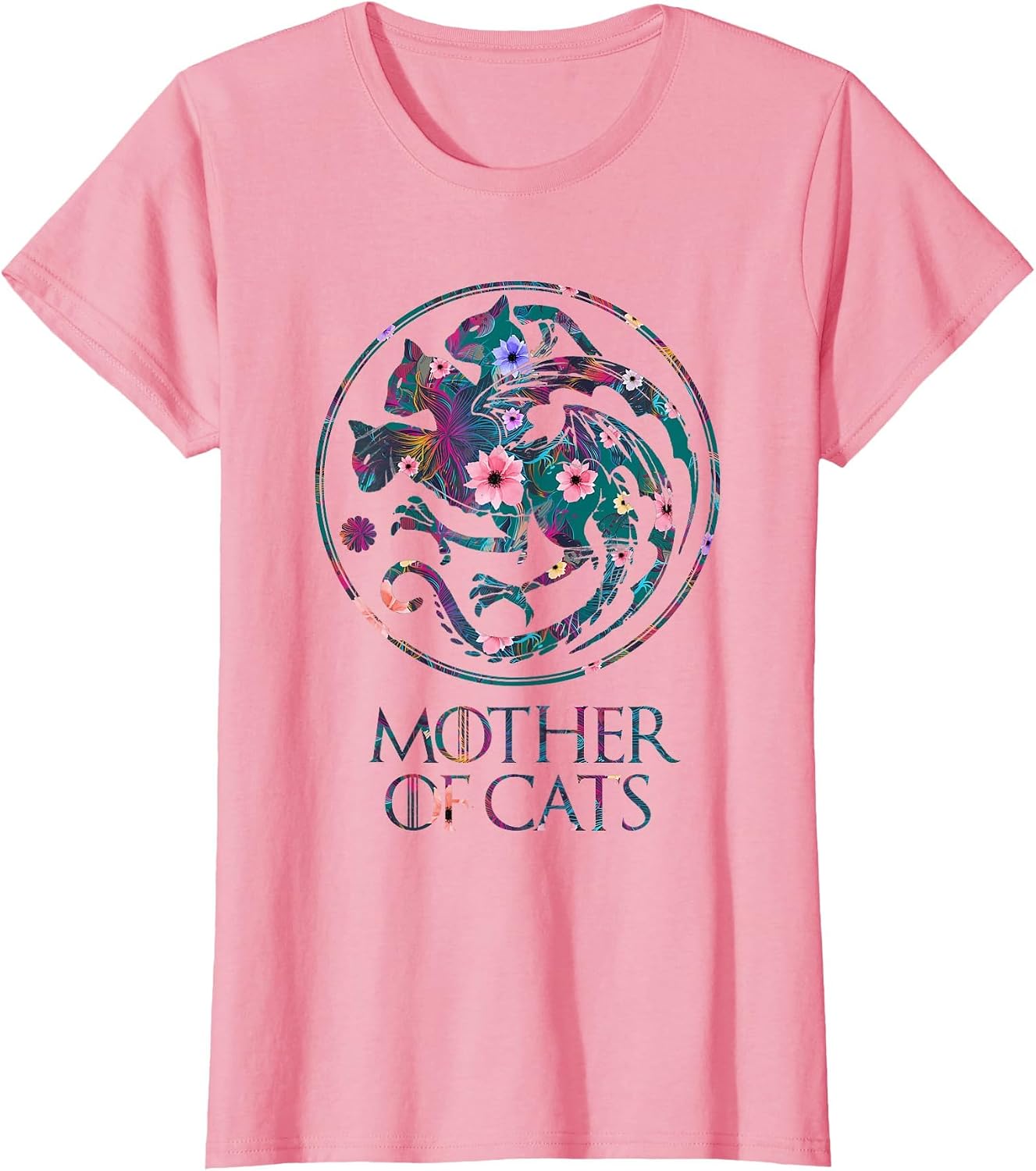 Mother of Cats Shirt with Floral Art - Cat Lovers
