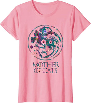 Mother of Cats Shirt with Floral Art - Cat Lovers