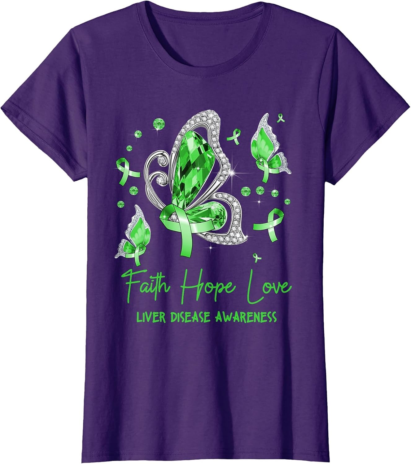 Faith Hope Love Butterfly Green Liver Disease Awareness