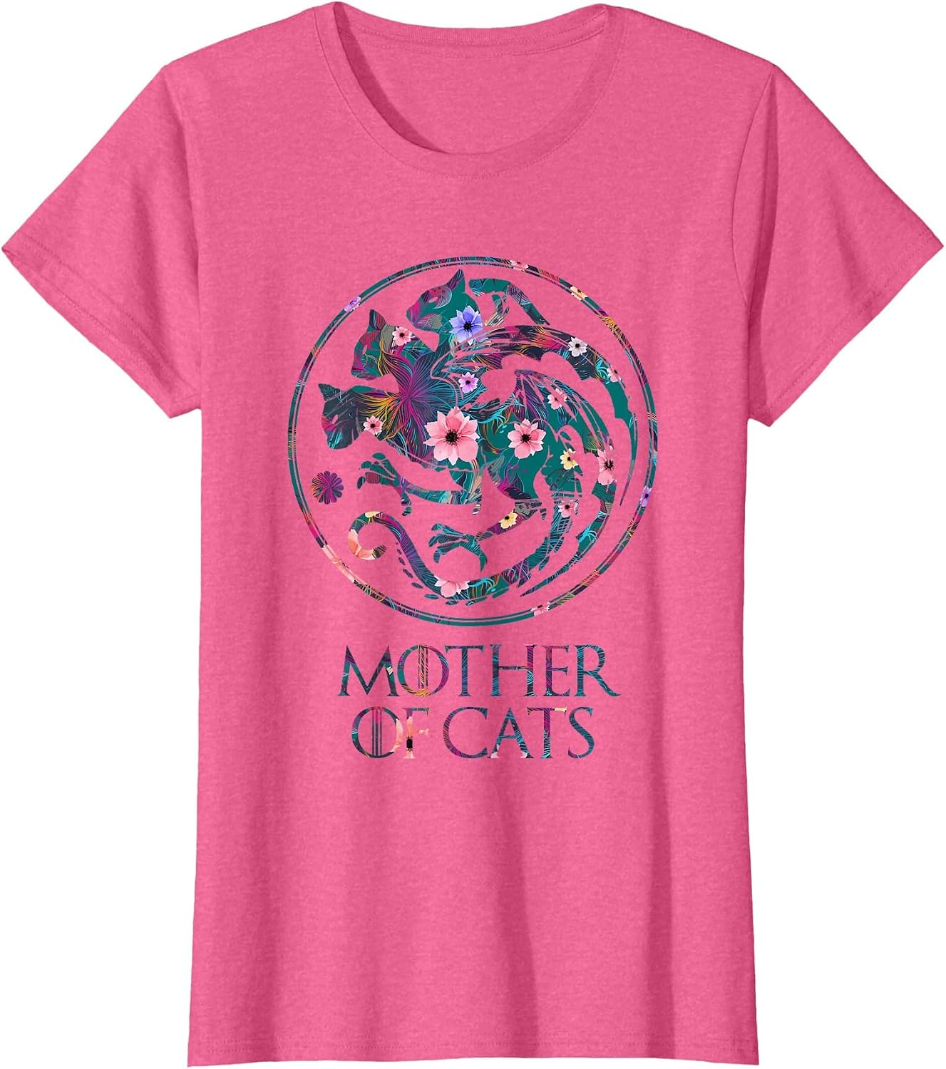 Mother of Cats Shirt with Floral Art - Cat Lovers