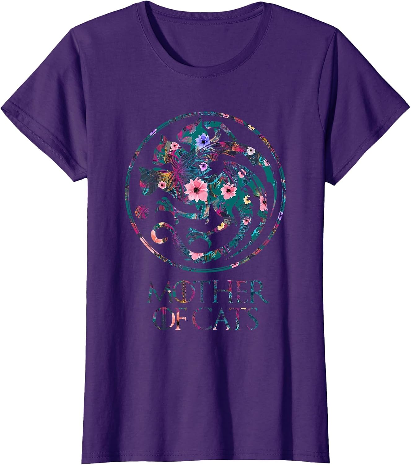 Mother of Cats Shirt with Floral Art - Cat Lovers