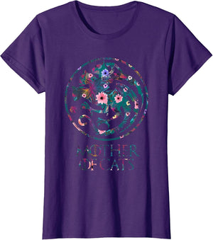 Mother of Cats Shirt with Floral Art - Cat Lovers