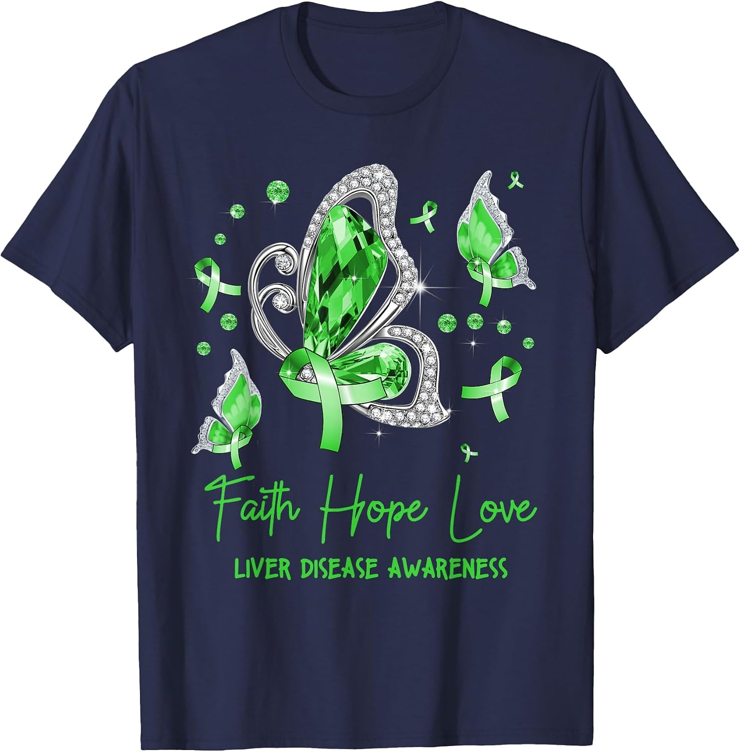 Faith Hope Love Butterfly Green Liver Disease Awareness