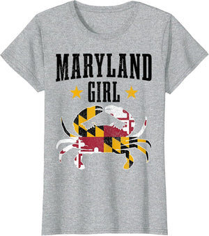 Maryland Girl Blue Crab Vintage Maryland Flag Pride