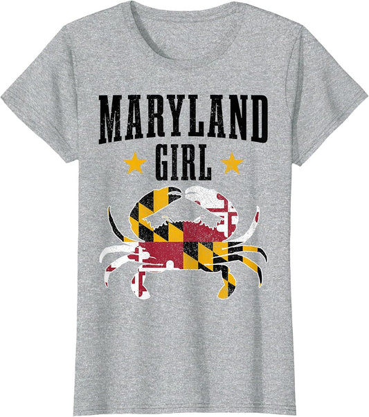 Maryland Girl Blue Crab Vintage Maryland Flag Pride
