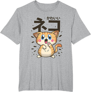 Kawaii Anime Cute Orange Japanese Cat Shirts