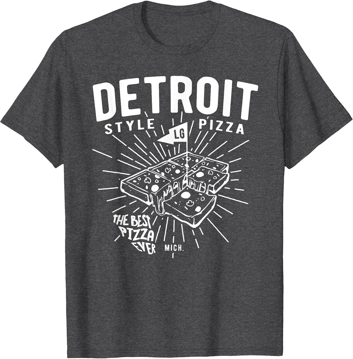 Detroit Style Pizza Made in a Square pan. Vintage Graphics