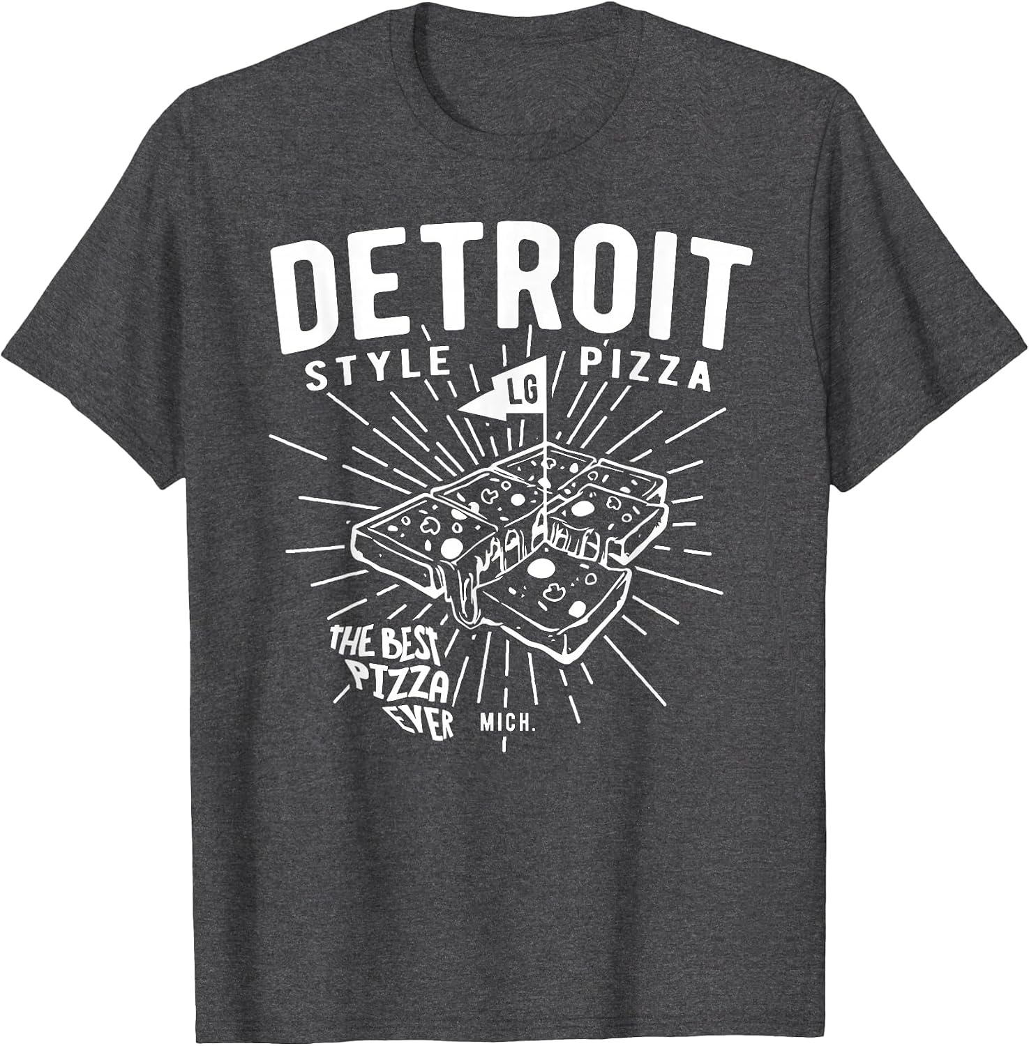 Detroit Style Pizza Made in a Square pan. Vintage Graphics