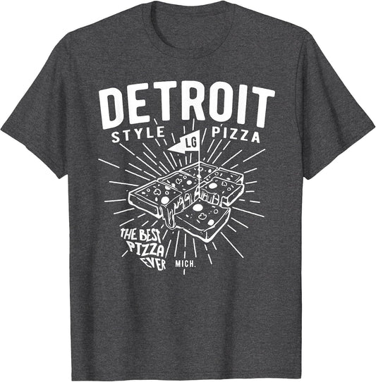 Detroit Style Pizza Made in a Square pan. Vintage Graphics