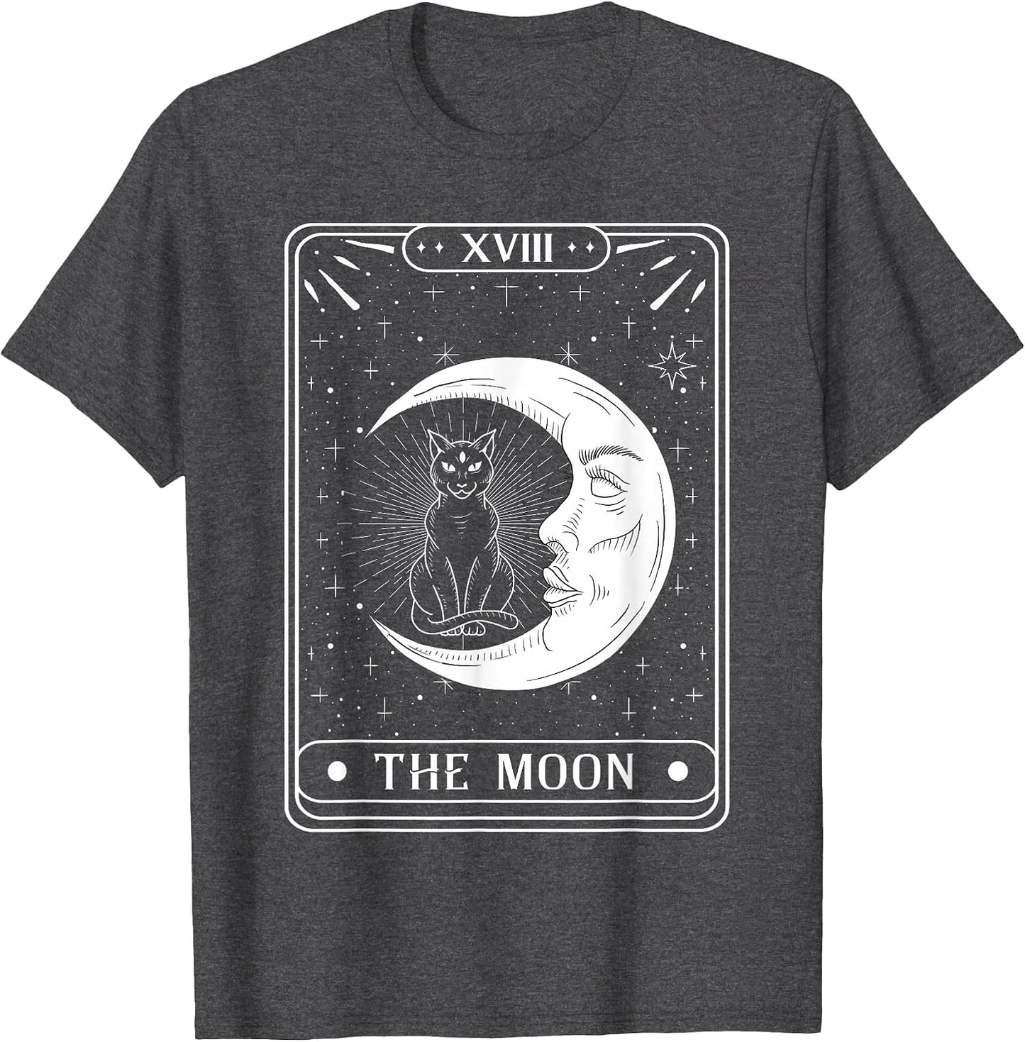 The Moon Tarot Card Crescent Moon and Cat Graphic