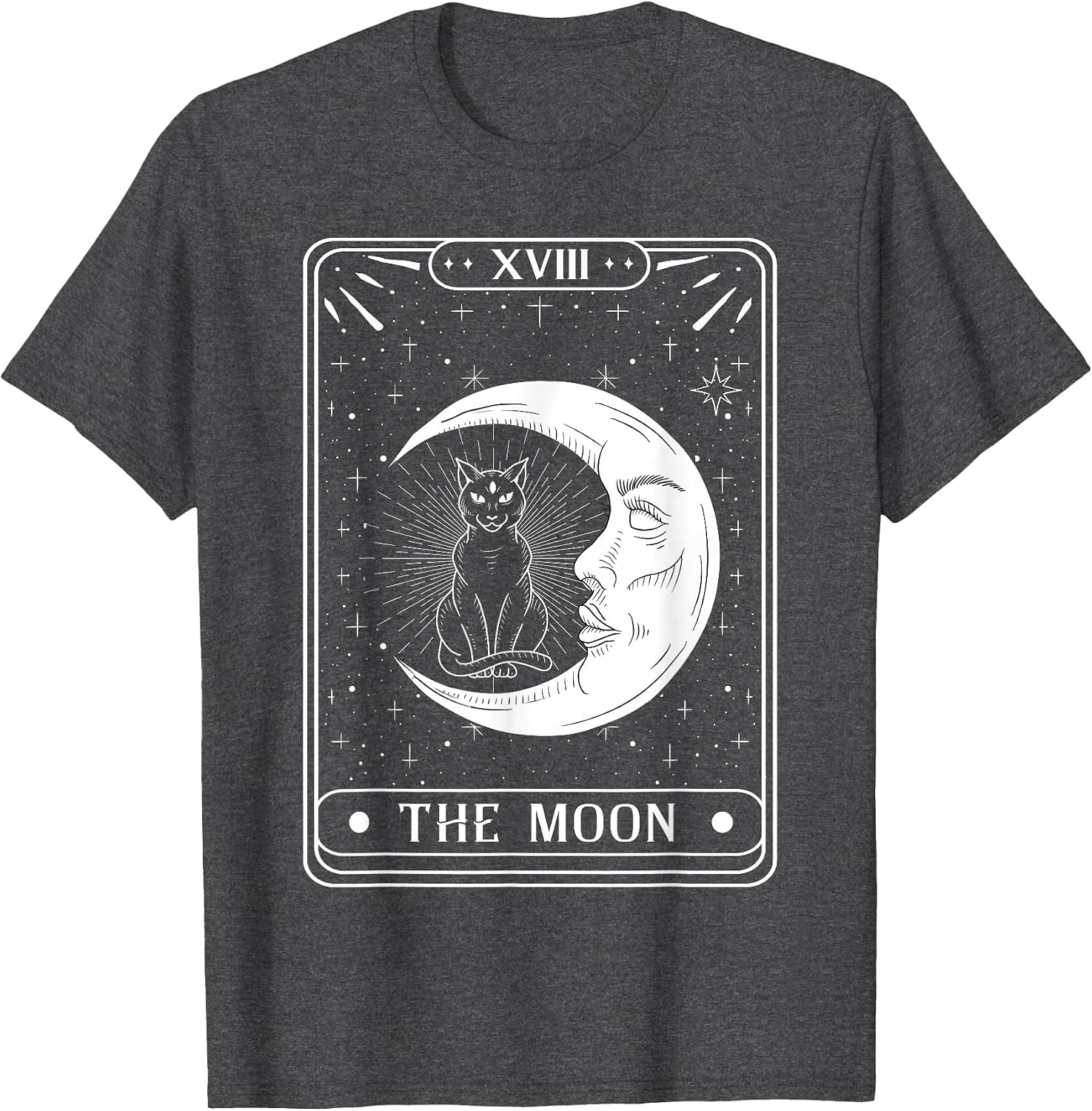 The Moon Tarot Card Crescent Moon and Cat Graphic