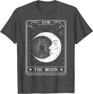 The Moon Tarot Card Crescent Moon and Cat Graphic