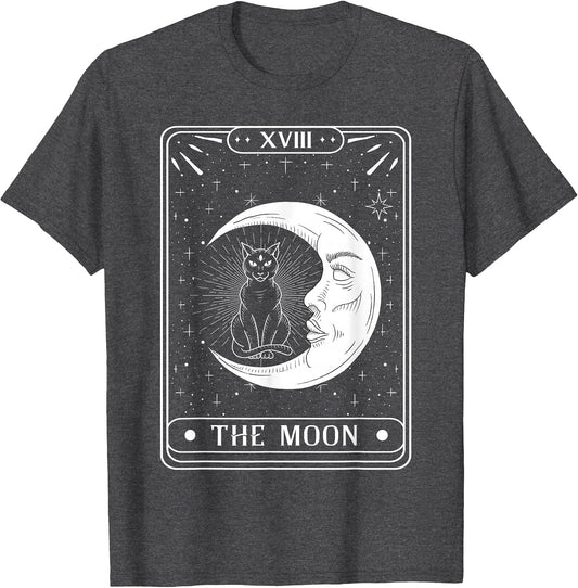 The Moon Tarot Card Crescent Moon and Cat Graphic