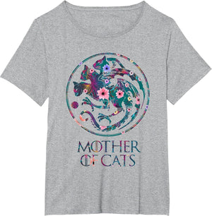 Mother of Cats Shirt with Floral Art - Cat Lovers