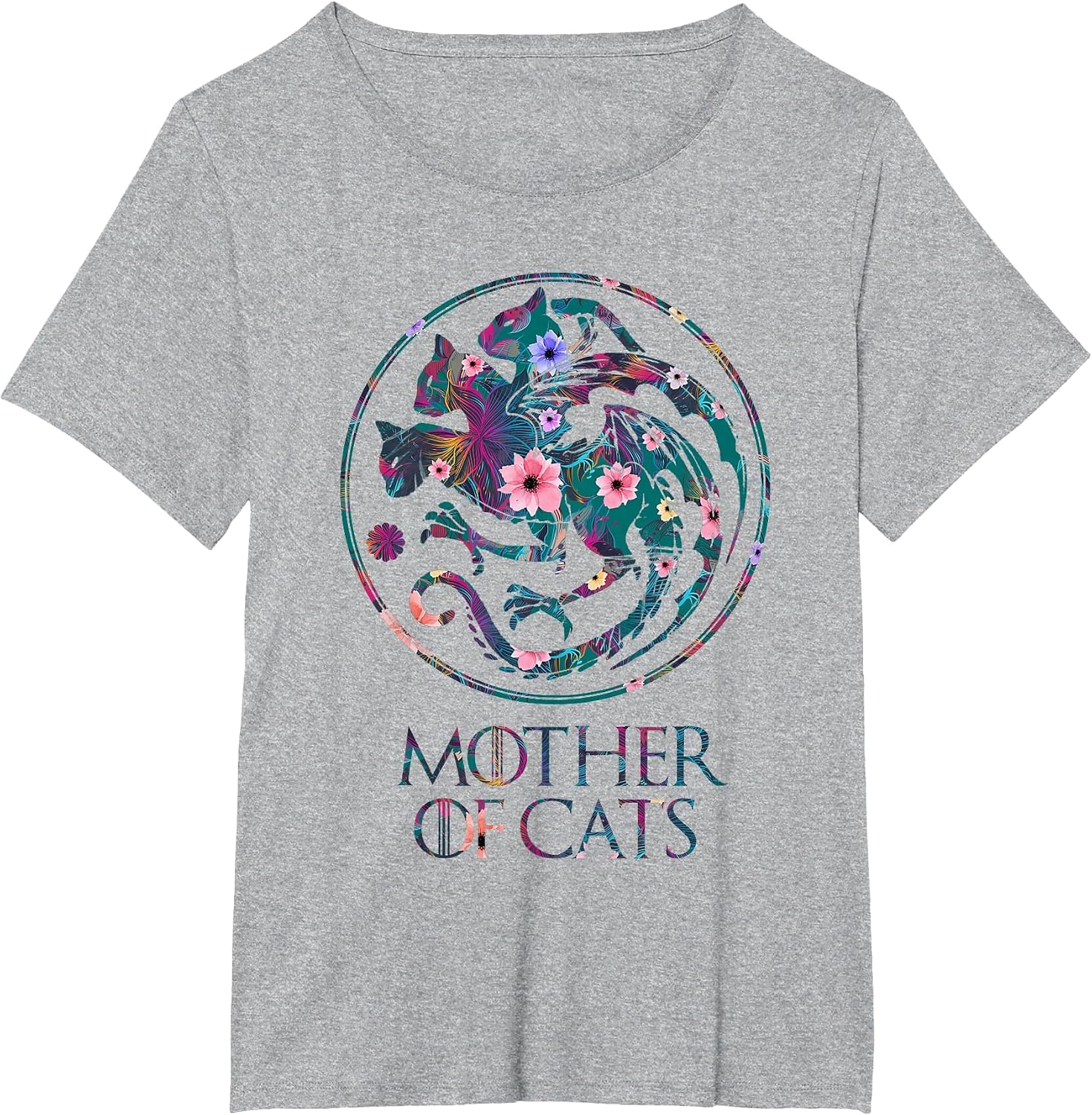 Mother of Cats Shirt with Floral Art - Cat Lovers