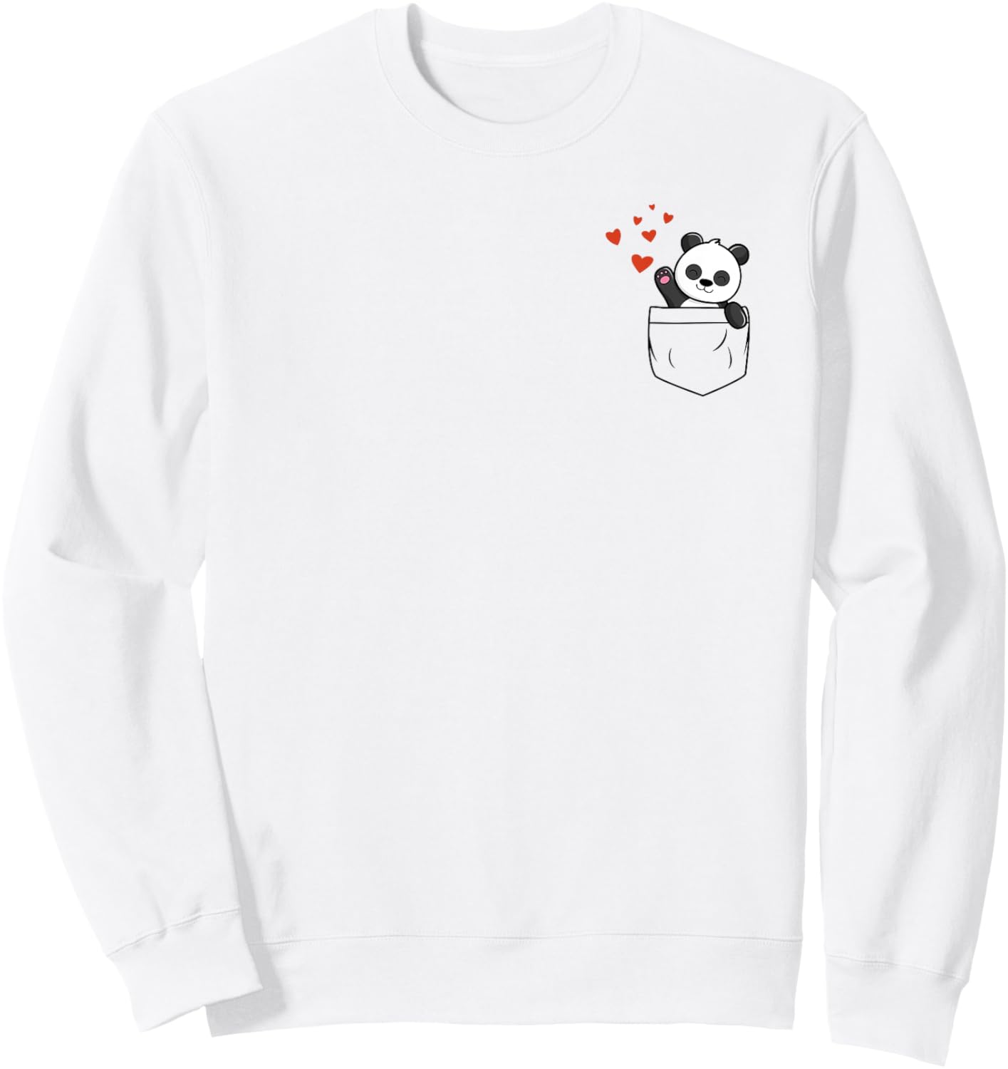 Panda In Pocket With Hearts Cute Panda Pocket Sweatshirt - Sweatshirt | White