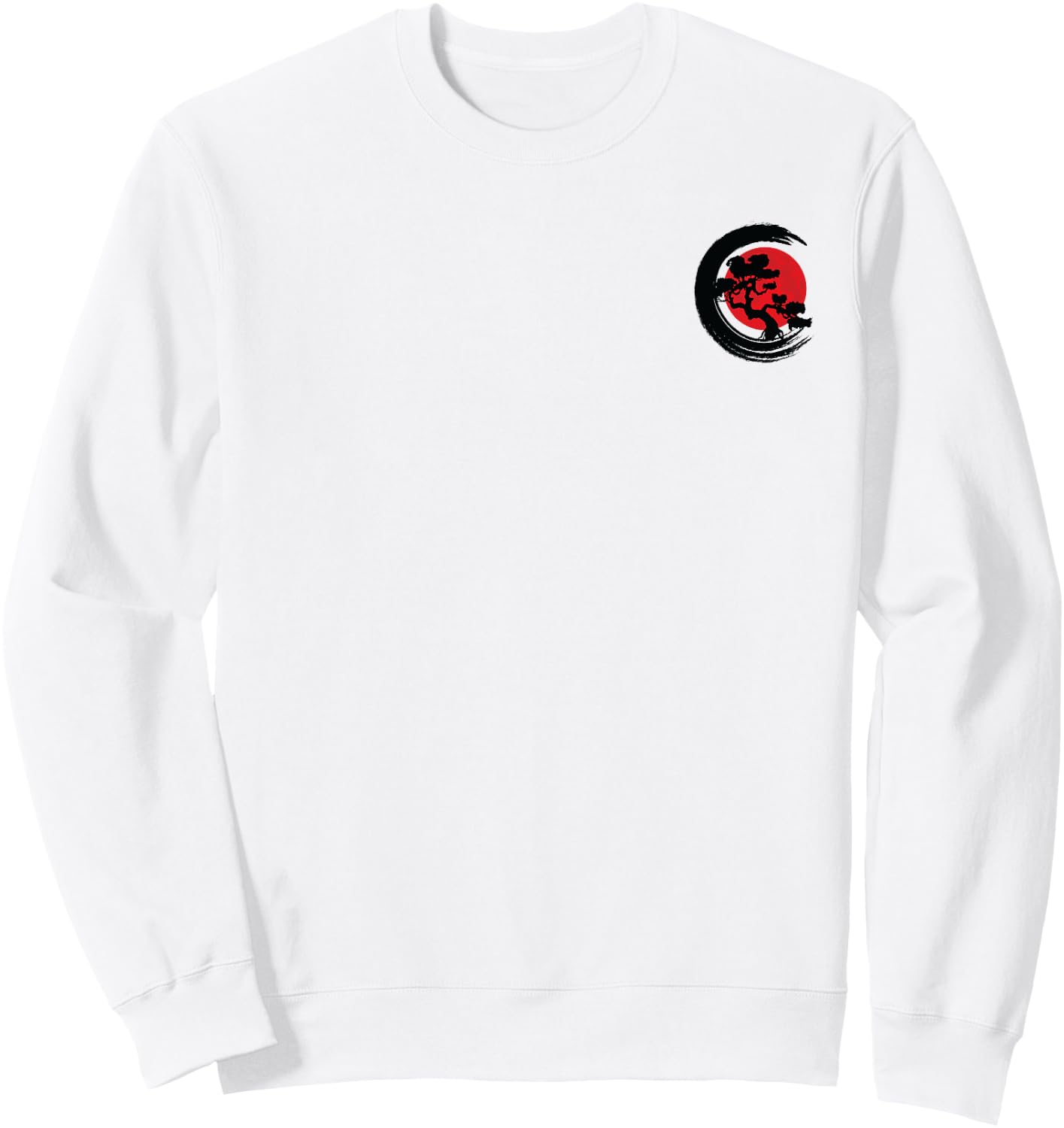 Minimalist Japanese Aesthetic Pocket Bonsai Sweatshirt - Sweatshirt | White