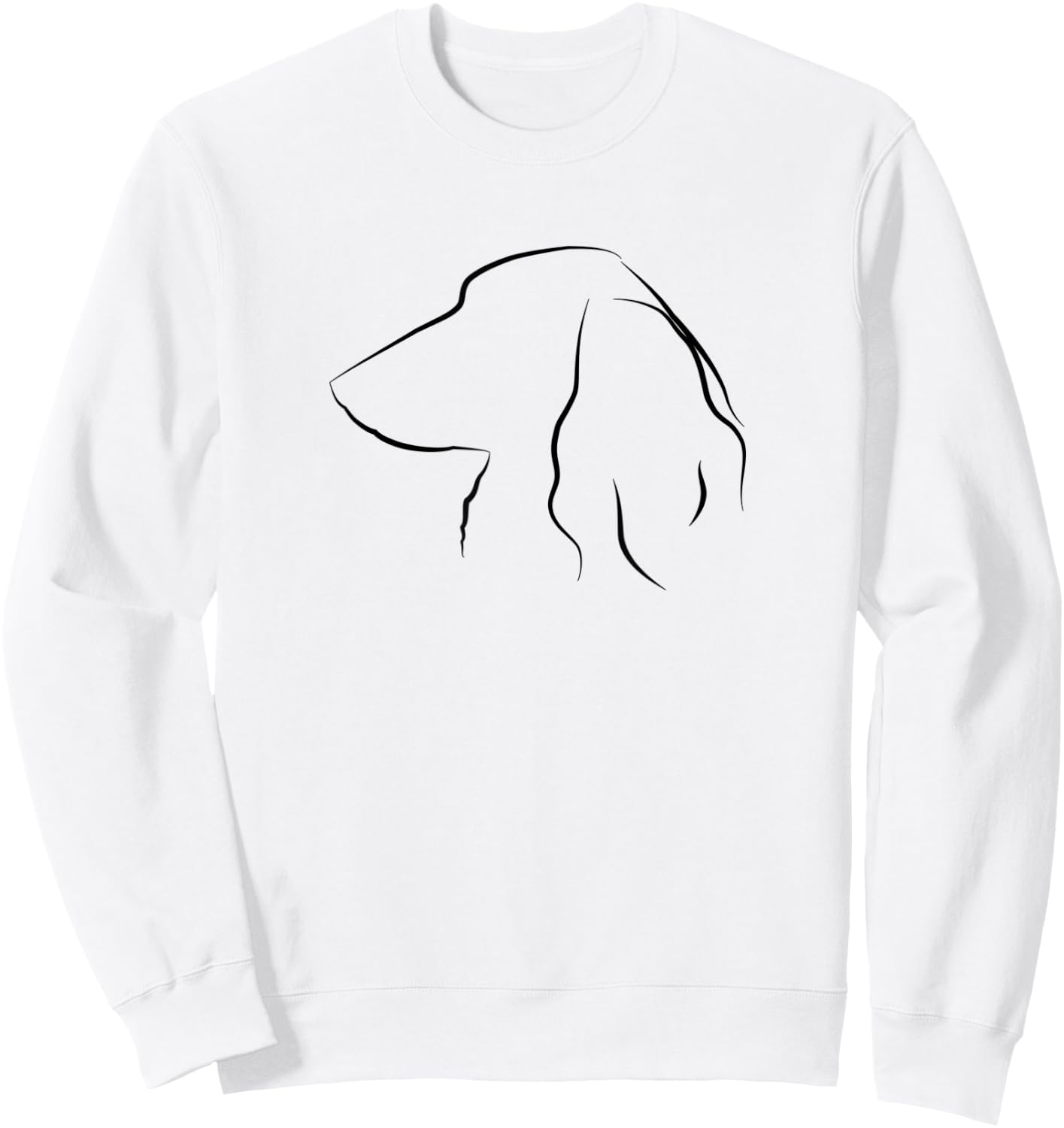 Long Haired Dachshund Line Art Black Sausage Dog Gift Daxie Sweatshirt - Sweatshirt | White