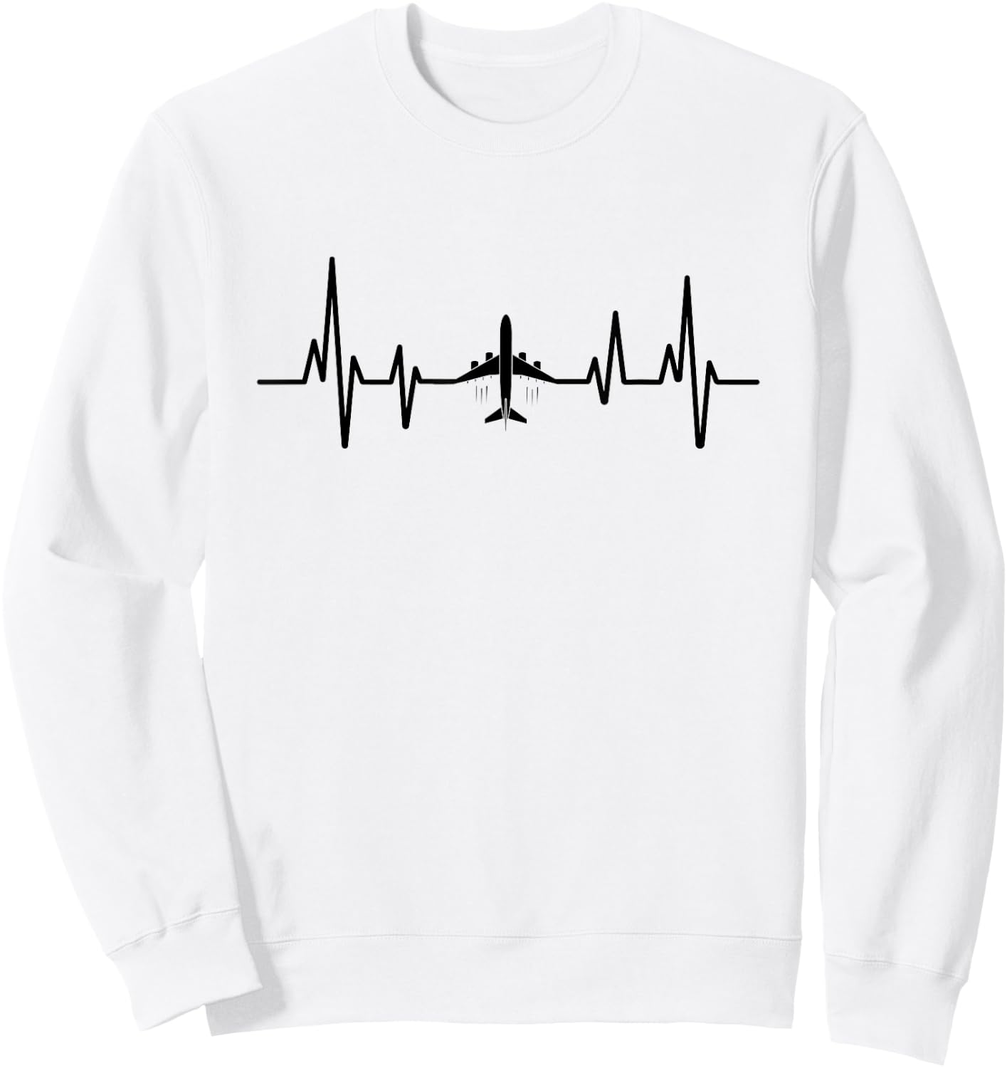 Heartbeat Pilot Airplane Fly Aviation Plane Enthusiast Sweatshirt - Sweatshirt | White