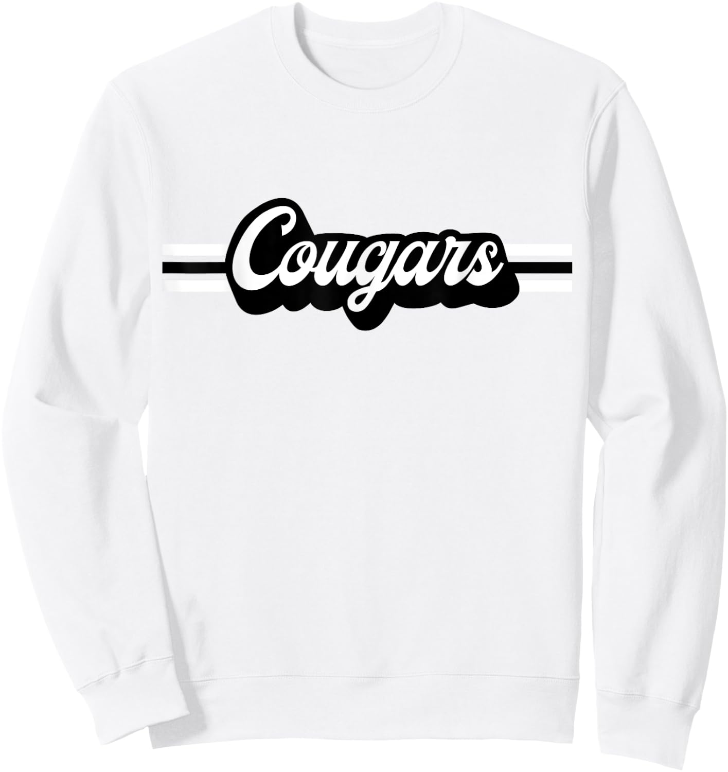 Retro Cougars Mascot, School Spirit, Cougar Sports Sweatshirt - Sweatshirt | White