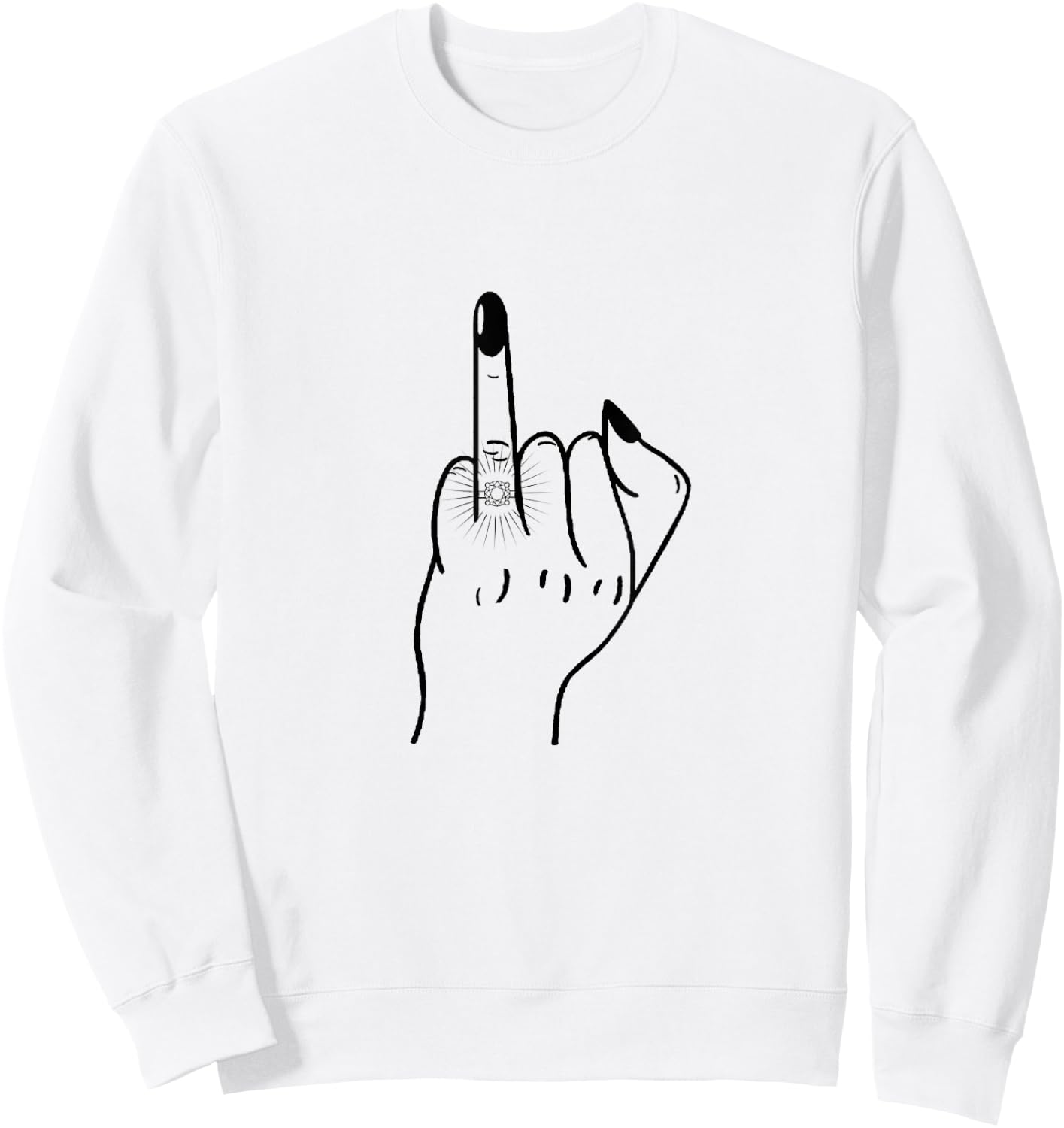 Ring Finger Flip Off For Bride Wedding Bridal Party Sweatshirt - Sweatshirt | White