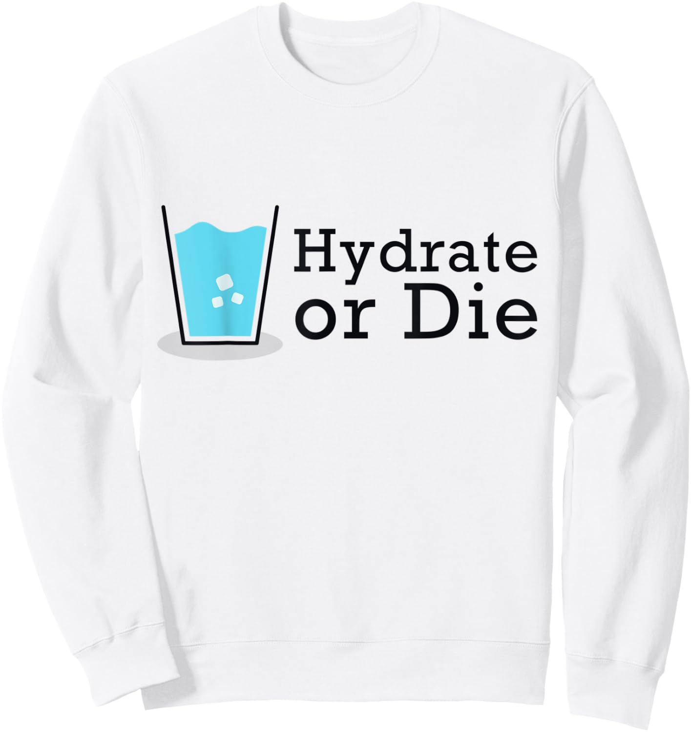 Hydrate or Die, Funny Workout Shirt, Drink Water Sweatshirt - Sweatshirt | White