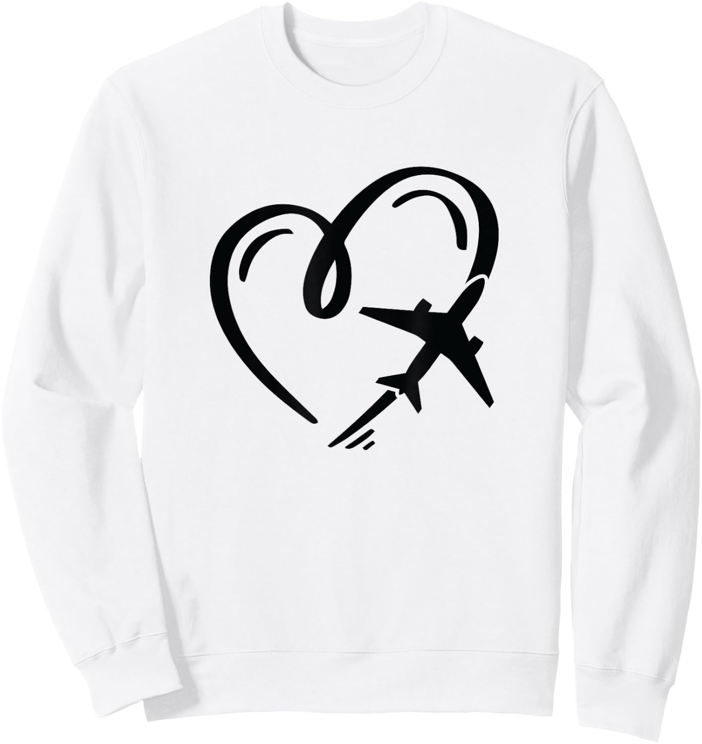 Love for travel heart airplane Sweatshirt - Sweatshirt | White