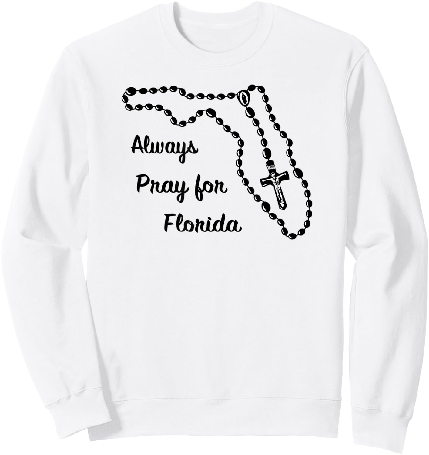 Florida State Map Catholic Rosary Sweatshirt - Sweatshirt | White