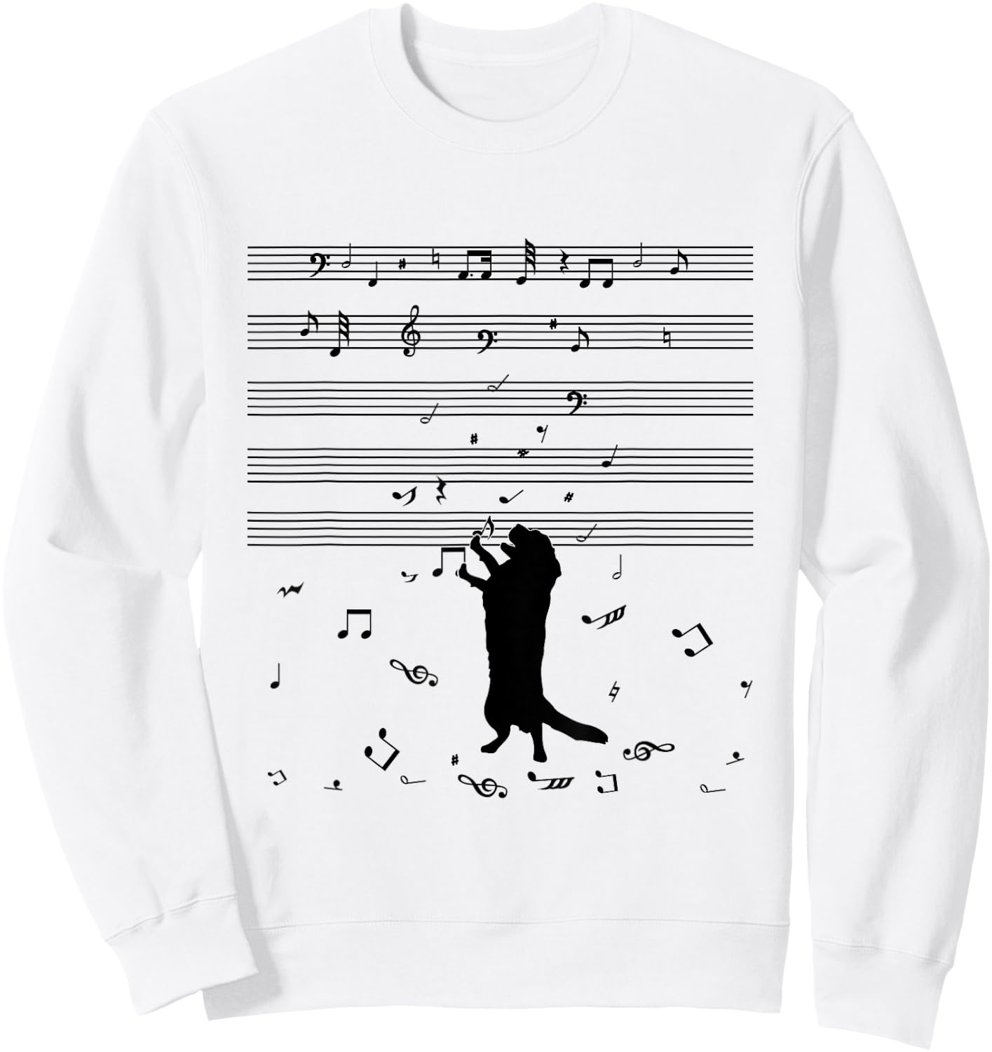 Dog Music Notes Treble Clef Dog Holder & Musicians Sweatshirt - Sweatshirt | White