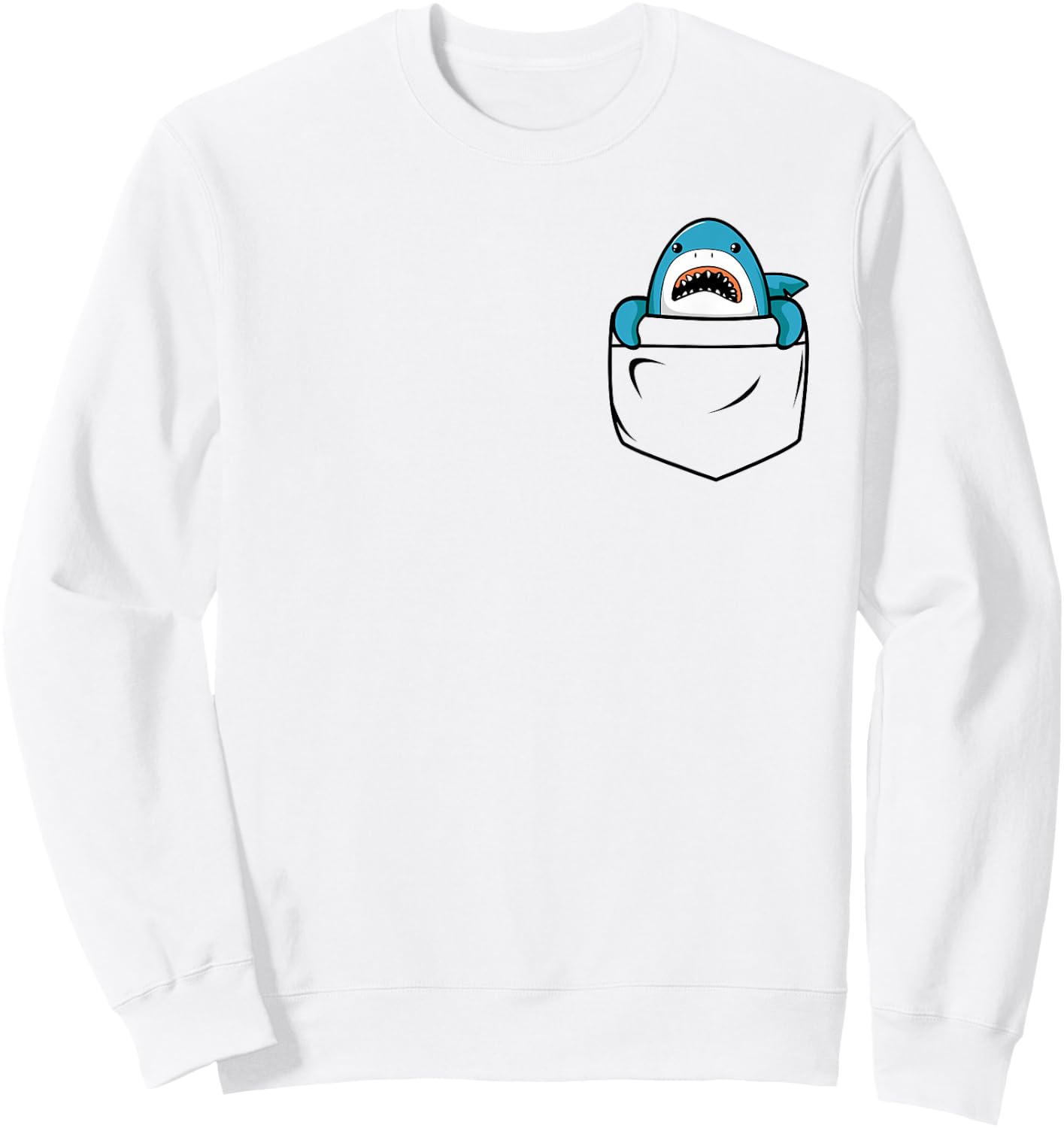 Shark in a Pocket Funny Ocean Vintage Cute Shark Lover Sweatshirt - Sweatshirt | White