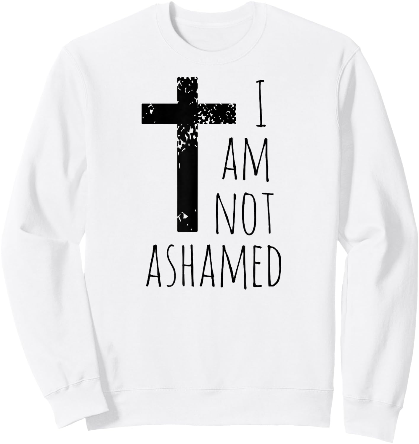 I am not ashamed - Big Red Cross - Gospel Christian Faith Sweatshirt - Sweatshirt | White