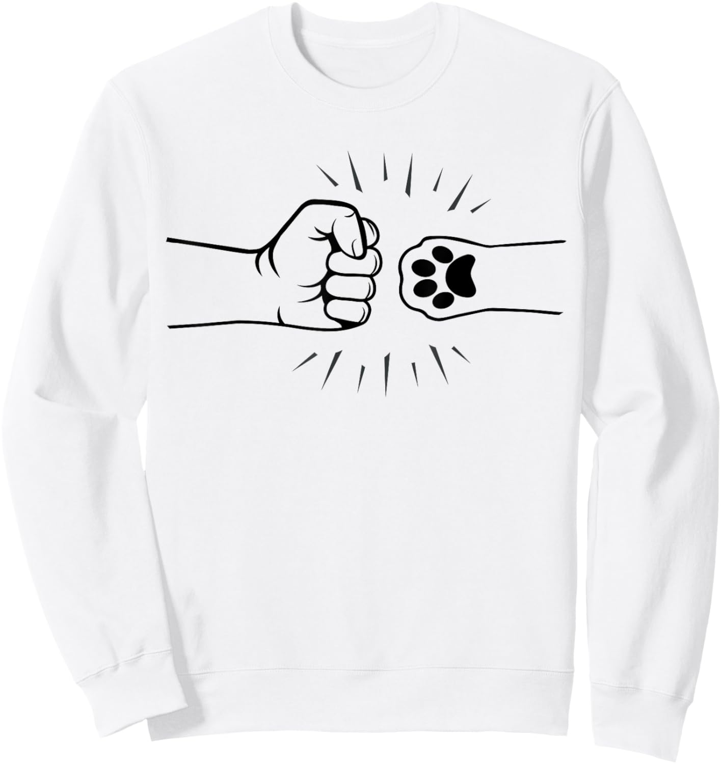 Dog Hand Fist Bump Shirt, Women's Dog Lover Gift Sweatshirt - Sweatshirt | White