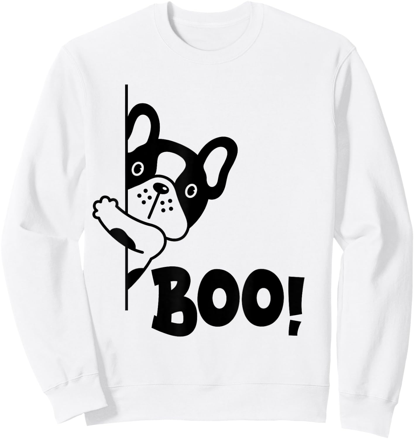 Boo! | Funny Hiding Peekaboo Scary Halloween French Bulldog Men Women Kids Sweatshirt - Sweatshirt | White
