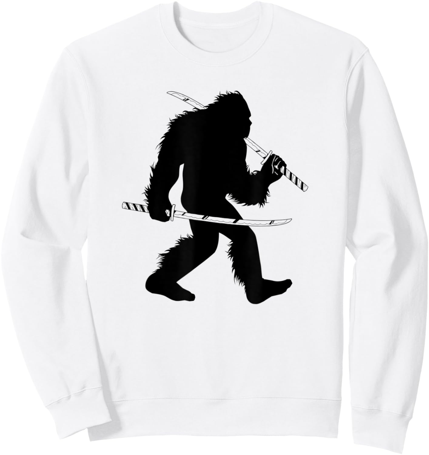 Bigfoot Samurai With Katana Japanese Sasquatch Sweatshirt - Sweatshirt | White