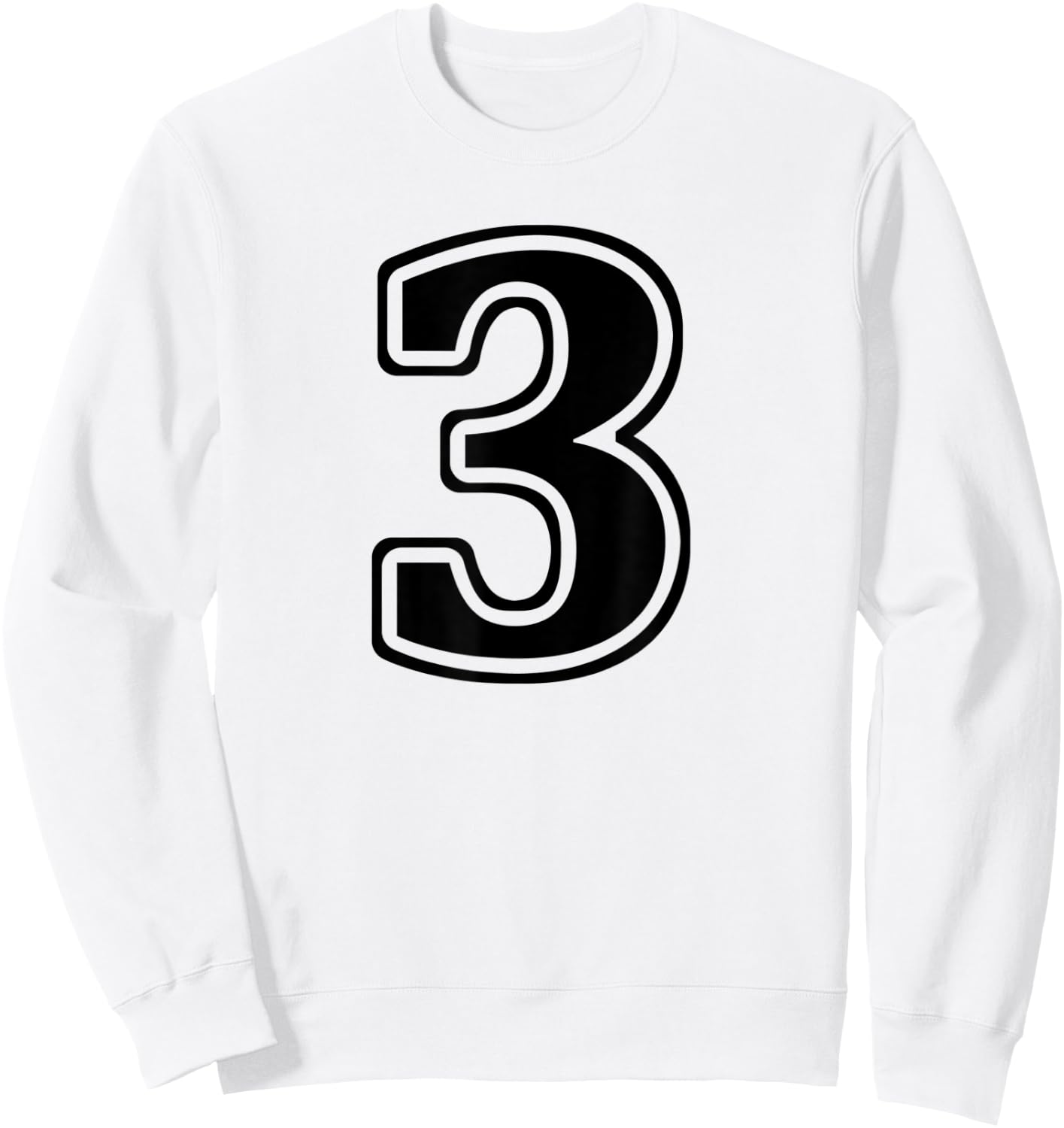 Number 3 Three Front & Back Team Uniform or Birthday Sweatshirt - Sweatshirt | White