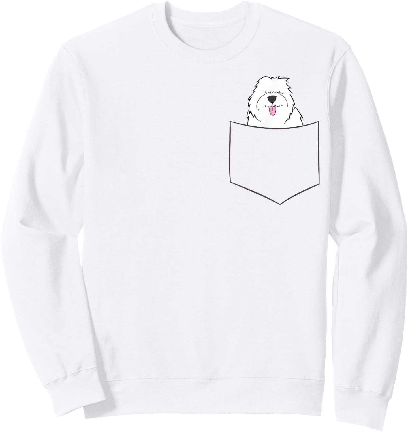 Old English Sheepdog In A Pocket English Sheepdog Dog Men Women Girls Kids Sweatshirt - Sweatshirt | White