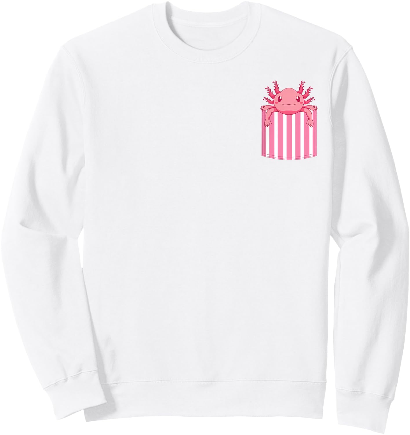 Mexican Amphibian Salamander Animal Lover Pocket Axolotl Sweatshirt - Sweatshirt | White