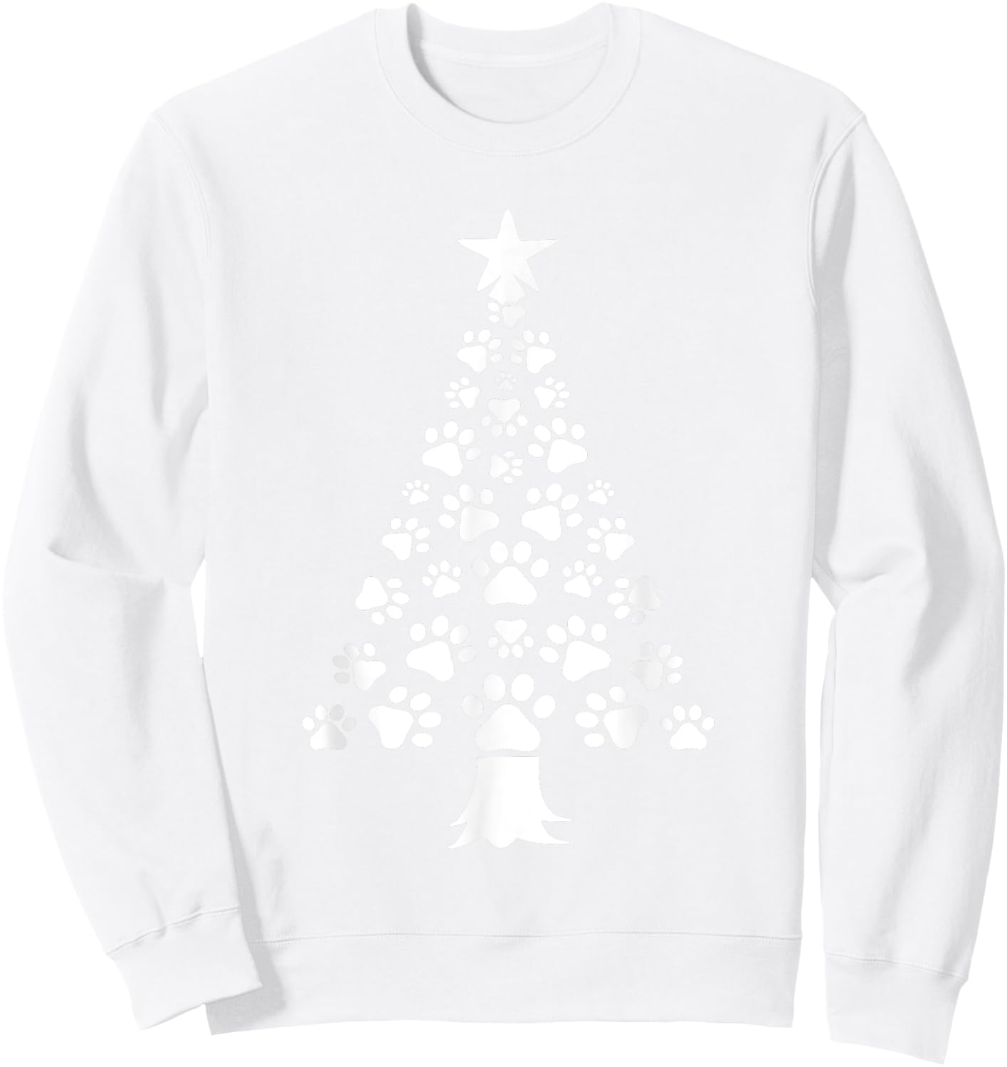 Christmas Dog Paws Tree Funny Xmas Pet Dog Holiday Puppy Sweatshirt - Sweatshirt | White