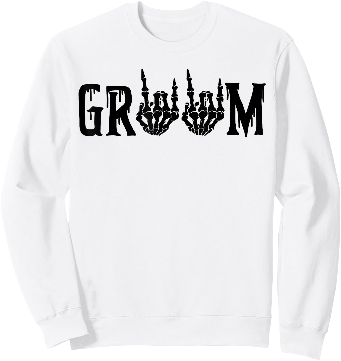 Groom Skeleton Hand Bride Halloween Wedding Bachelorette Sweatshirt - Sweatshirt | White