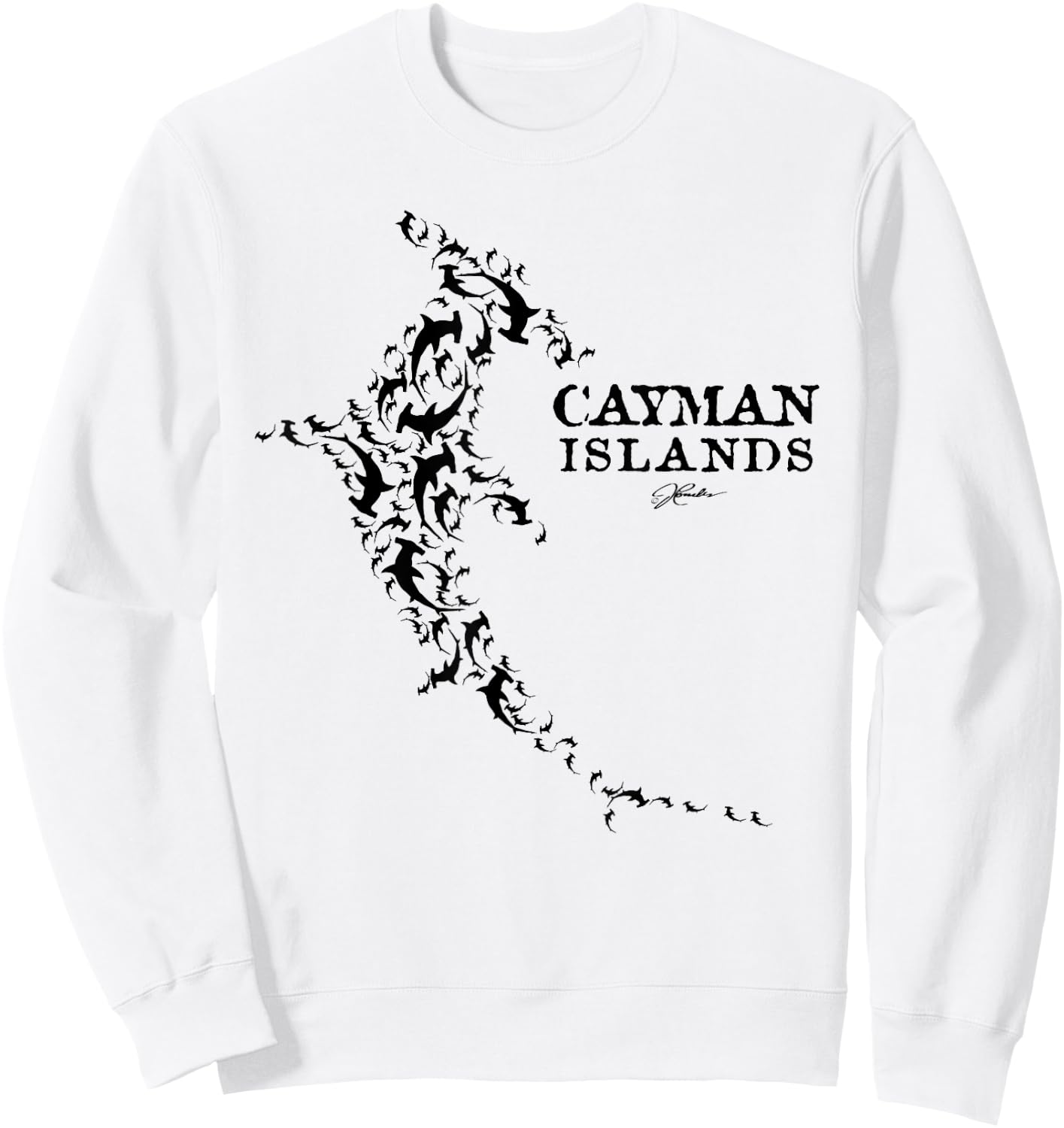 JCombs: Cayman Islands Hammerhead Shark School Sweatshirt - Sweatshirt | White
