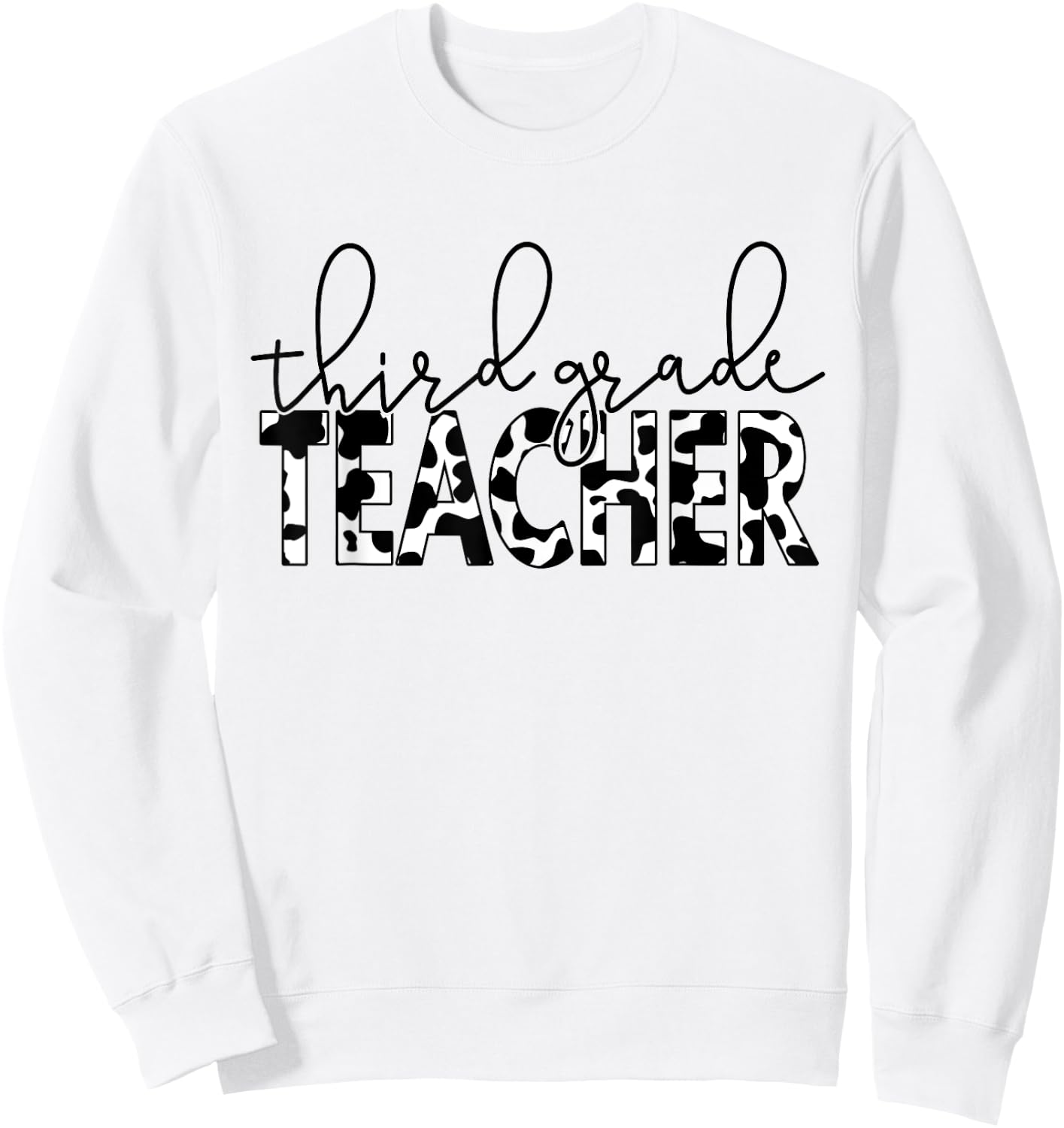 Cow Print 3rd Grade Elementary School Third Grade Teachers Sweatshirt - Sweatshirt | White