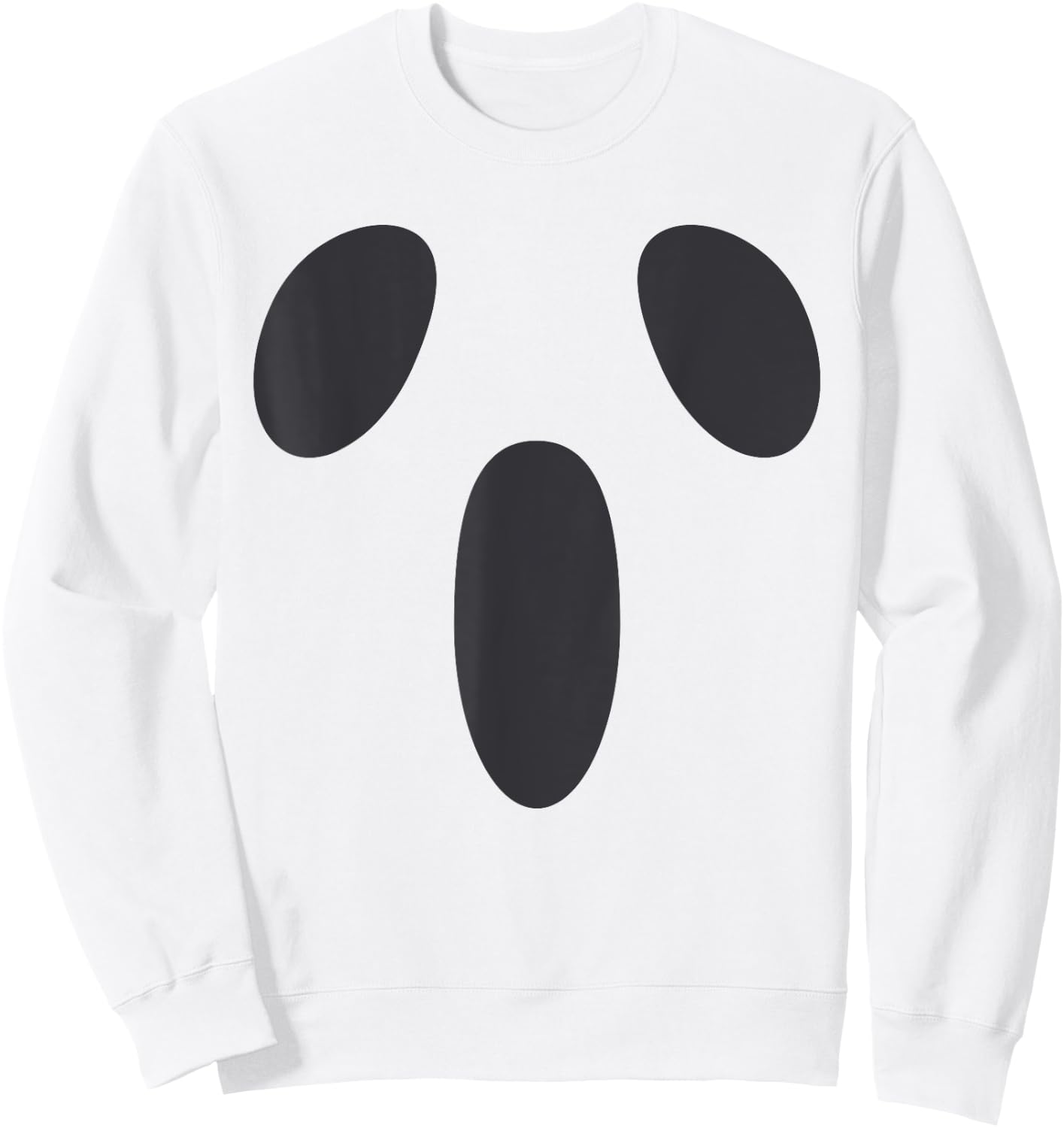 Ghost Silly Face Spooky Halloween Ghoul Face Easy Costume Sweatshirt - Sweatshirt | White
