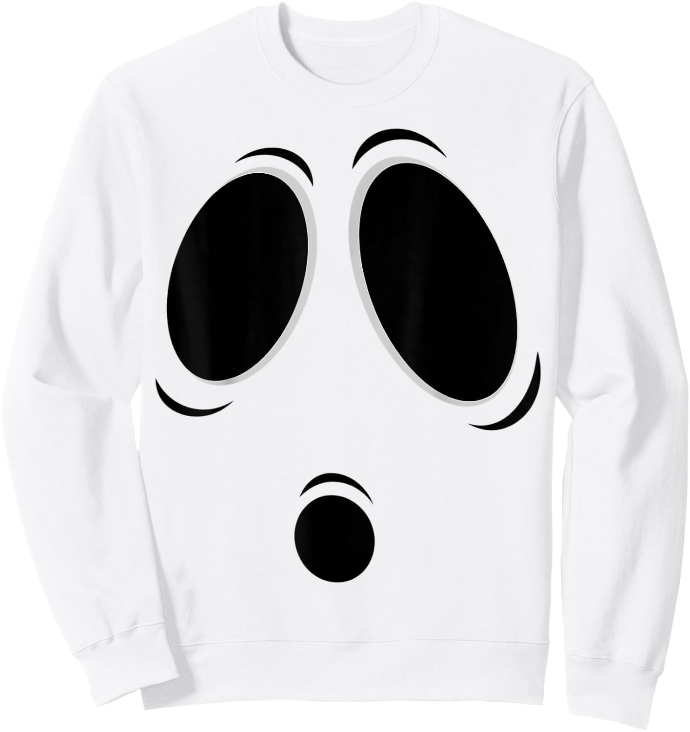 Halloween Ghost Boo Face Graphic Spooky Sweatshirt - Sweatshirt | White