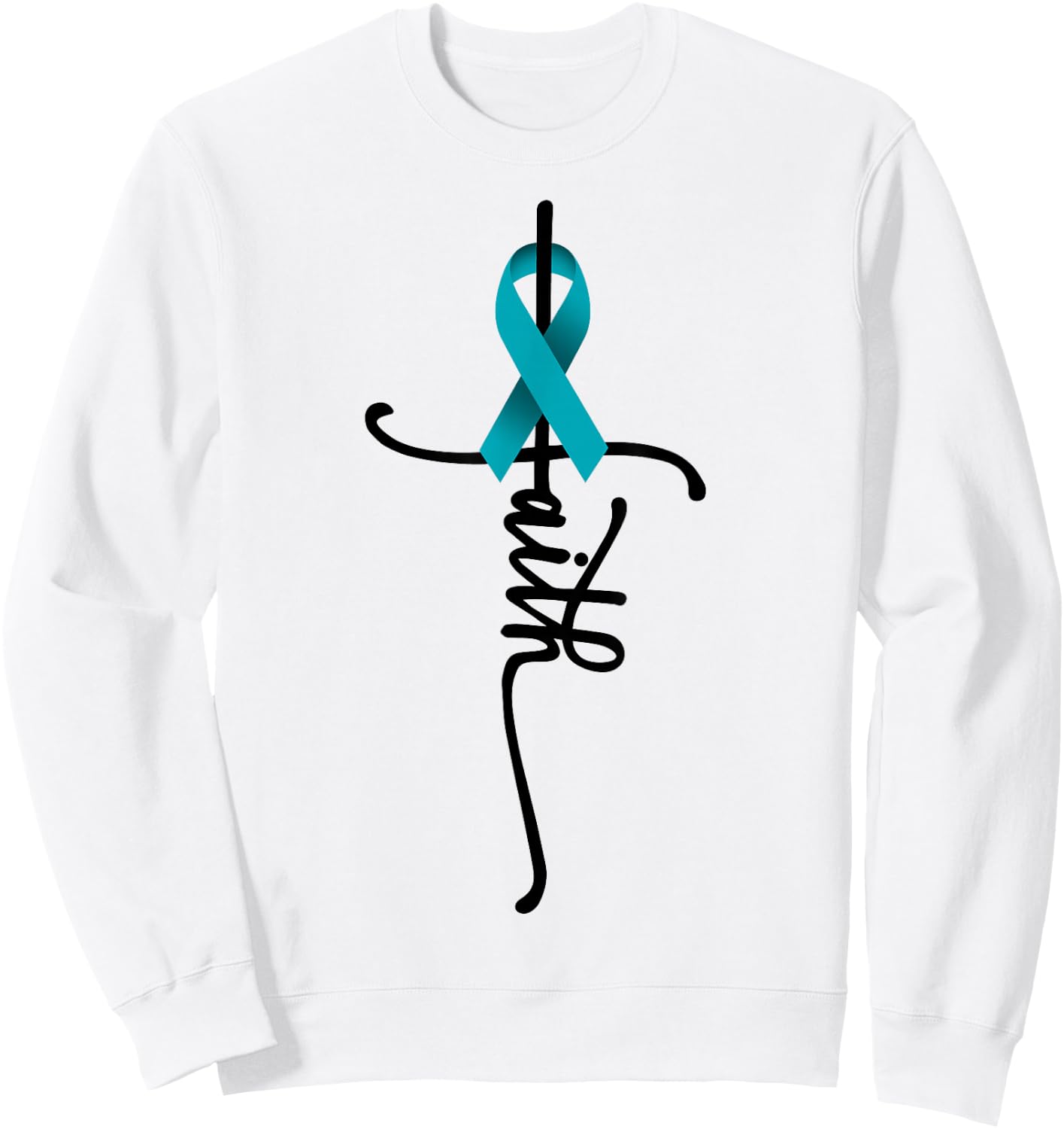 Ovarian Cancer Faith Ovarian Cancer Awareness Support Sweatshirt - Sweatshirt | White