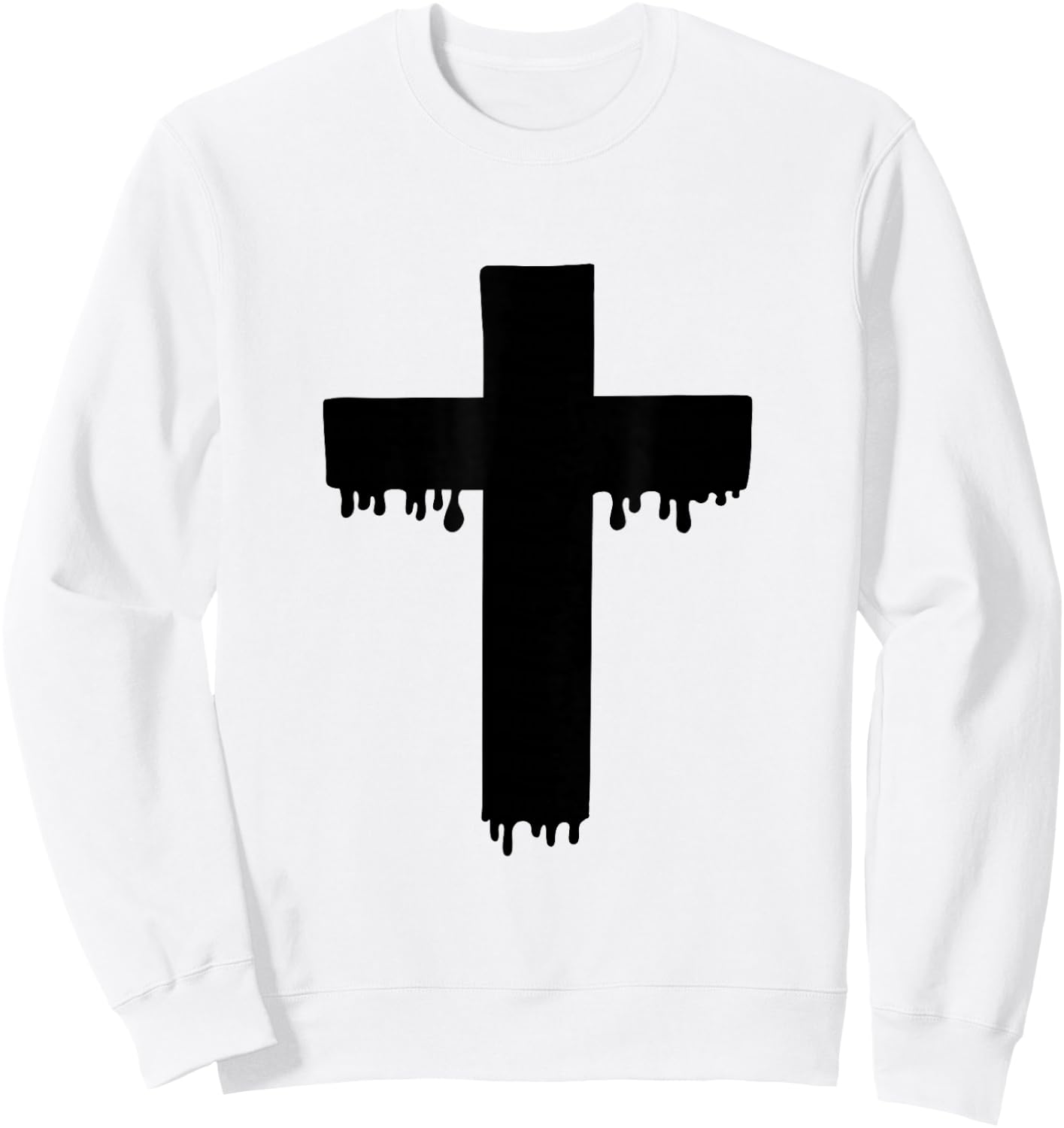 Kawaii Black Drippy Cross, Gurokaw Pastel Goth Aesthetic Sweatshirt - Sweatshirt | White