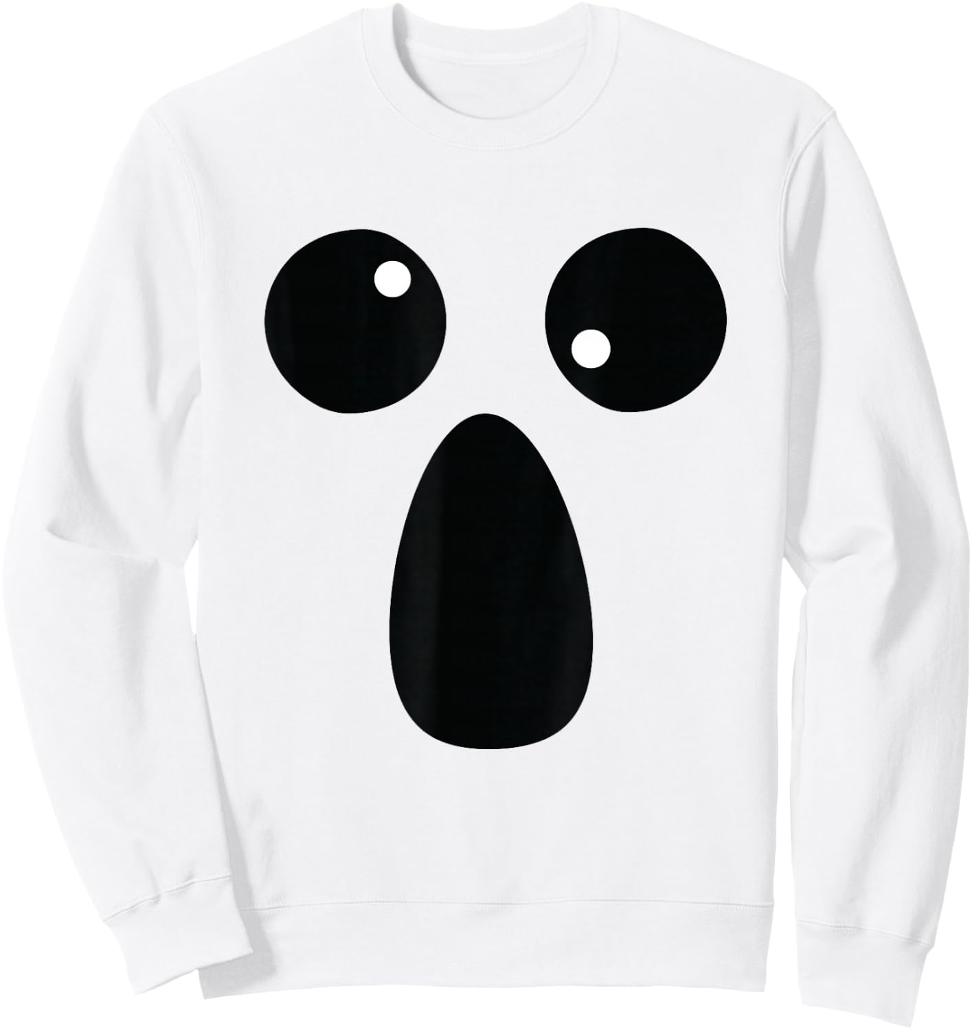 Funny Spooky Halloween Ghost Face Shirt Lazy Costume Sweatshirt - Sweatshirt | White